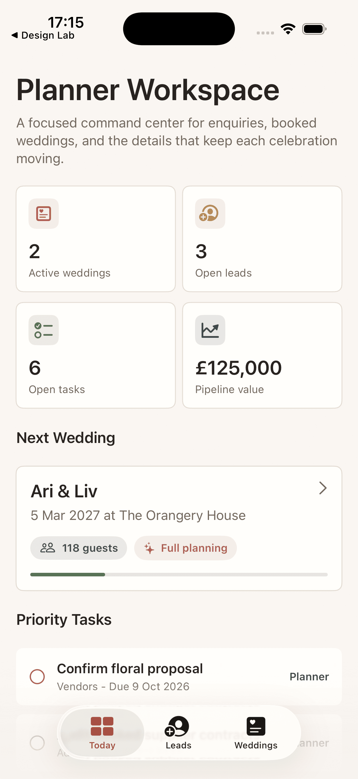 WeddingPlannerPro interface screenshot